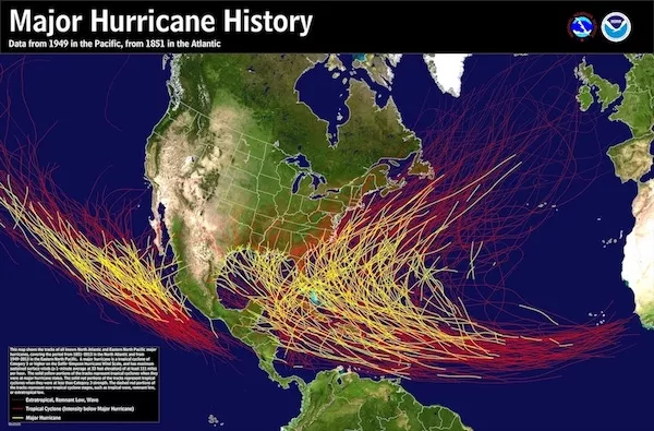 Major hurricane map