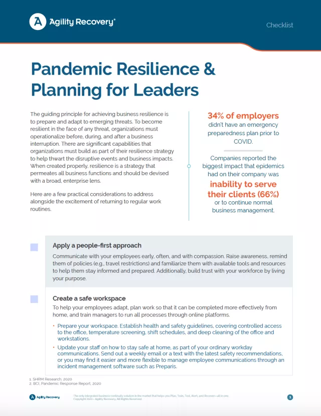pandemic resilience checklist