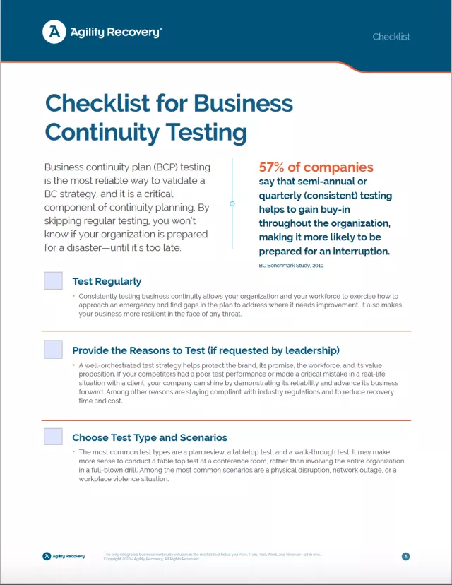 checklist for BC testing