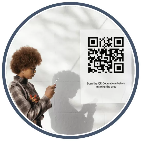Person scanning a qr code with their phone