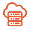 Icon of server rack and cloud