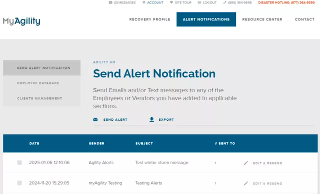 MyAgility Emergency Messaging
