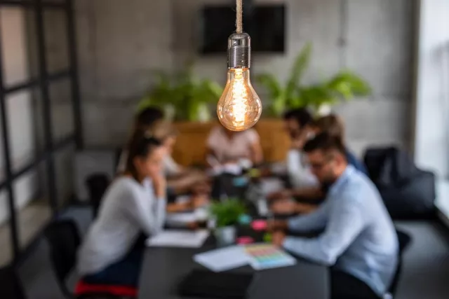 People working in a conference room