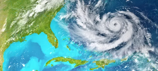 Hurricane over the Atlantic ocean