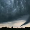 Tornado over a town